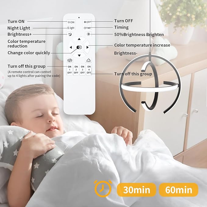 Modern Black LED Chandeliers, Dimmable Globe Pendant Lights Fixture, 13.8" Round Metal Hanging Light for Kitchen lsland, Dining Room Bedroom Foyer Hallway Stairway (3-Pack)