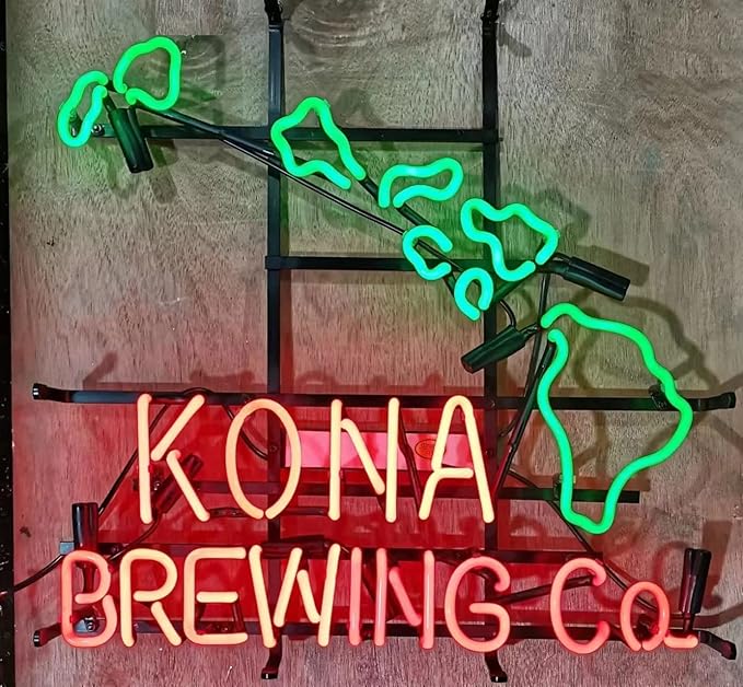 Neon Signs Beer Bar Bedroom New Kona Brewing Glass Neon Signs for Office Hotel Pub Cafe Birthday Party Man Cave Neon Light Art Wall Lights 24 X 20 Inches