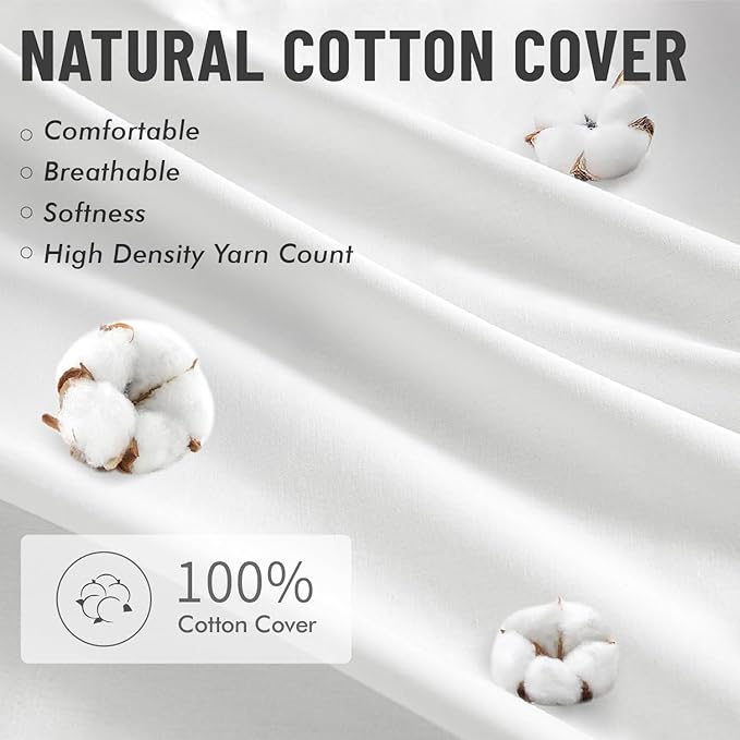 MIULEE 16x16 Pillow Inserts,Set of 2 100% Virgin Microfiber with Cotton Cover Throw Pillows for Couch Sofa and Bed