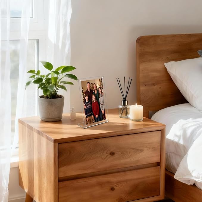 6 Pack Acrylic Picture Frame 4x6 inch, Magnetic Photo Frames, Clear Slanted Back Acrylic Frameless Transparent Frame for Desktop Display, Standing Photo Display Holder Gift for Home, Office