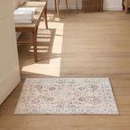 3'x5' Vintage Floral Rug - Persian Inspired Low-Pile Faux Wool Area Rug, Non-Slip Washable Small Rug for Bedroom, Nursery, Dorm, Soft Pink Boho Chic Decor