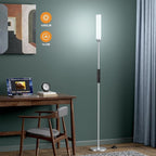 LED Floor Lamp with Remote Control, 65" Standing lamp with Stepless Adjustable 3000K-6500K Colors & 5%-100% Brightness, Foot Switch(Silver)