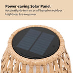 Large Patio Solar Powered Lantern for Garden Outdoor Decorative Floor Lamp Water-Resistant Wicker Lights for Deck Backyard