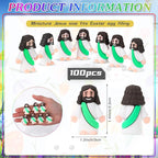 Bememo 100 Pcs Jesus Toys Original Design Mini Rubber Little Jesus Figurine to Hide and Seek Religious Party Favors Sunday School Craft Baptism Gifts for Easter Egg Stuffers(Green)