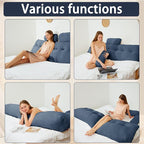 Headboard Wedge Pillow with 2 Pack Neck Roll Pillow Large Headboard Pillow Queen Wedge Pillow Headboard Soft and Supportive Bed Rest Reading Pillows for Sitting in Bed with Removable Cover