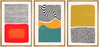SIGNWIN Framed Canvas Print Wall Art Set Mid-Century Color Blocks & Spirals Abstract Shapes Illustrations Modern Art Contemporary Minimal Ultra for Living Room, Bedroom, Office - 16"x24"x3 Natural