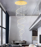 236'' Modern Crystal Chandeliers Long High Ceiling Chandelier for Staircase Dimmable LED Spiral Chandelier Hanging Ceiling Light Fixture for Entryway Foyer Hallway