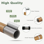 2 Pack Wood Curtain Rods for Windows 72 to 144 Inch,1'' Diameter Drapery Rods with Imitation Wood Grain Leaf Pattern Finials,Boho Adjustable Heavy Duty Curtain Rods Set,36-150'',Natural Wood