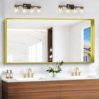 Gold Bathroom Mirror, 30x60 Inch Rectangular Deep Frame Mirror, Large Wall Mounted Bathroom Vanity Mirror Over Sink for Bedroom,Restroom, Living Room, Hangs Vertically or Horizontally
