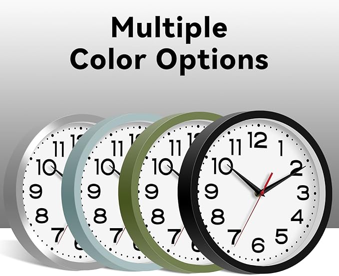 Wall Clock Silent Non-Ticking Modern Clock Battery Operated 8 Inch Small Classic Analog Decorative for Kitchen, Bathroom, Office, Bedroom, Home(Blue Gray)