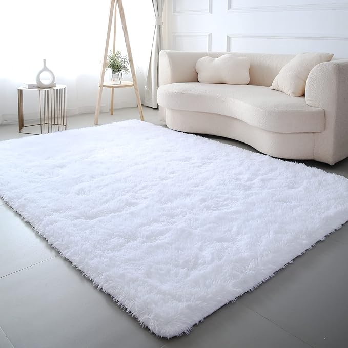 7x10 Area Rugs for Living Room: White Shag Area Rug 7 x 10 Carpets for Living Room - White Area Rug Modern Indoor Soft Shaggy Fuzzy Floor Carpet - Rugs for Bedroom,Living Room (White/7x10 Feet)