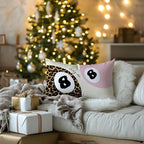 Trendy Leopard Lucky 8 Ball Pillow Covers 20x12, Cheetah Leopard Print Room Decor, Funky Preppy Leopard and Black Billiards Decorative Throw Pillow Covers for Girls Dorm Apartment，Set of 2