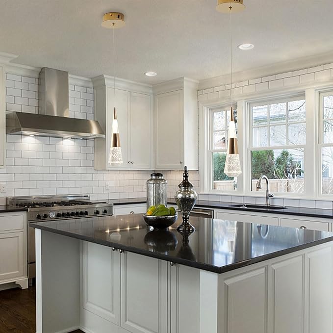 Pendant Light Kitchen Island, Modern Led Pendant Light Kitchen Light Fixture,Luxury Mini Meteor Shower-Style Gold Led Chandelier for Dinning Room, Adjustable Cord Ceiling Hanging