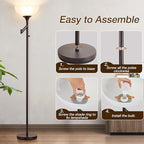Floor Lamps for Living Room Bronze, 71" Tall Standing Lamp with Glass Shade, Vintage Floor Lamp with 350°Adjustable Swing Arm Lamp, Pole lamp for Bedroom, Living Room, Office, Bulbs Included