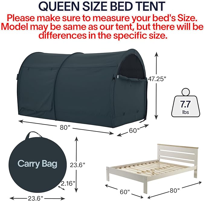 LEEDOR Bed Tent Dream Tents Bed Canopy Shelter Cabin Indoor Privacy Warm Breathable Pop Up Twin/Full/Queen for Kids and Adult Patent Pending(Mattress Not Included)