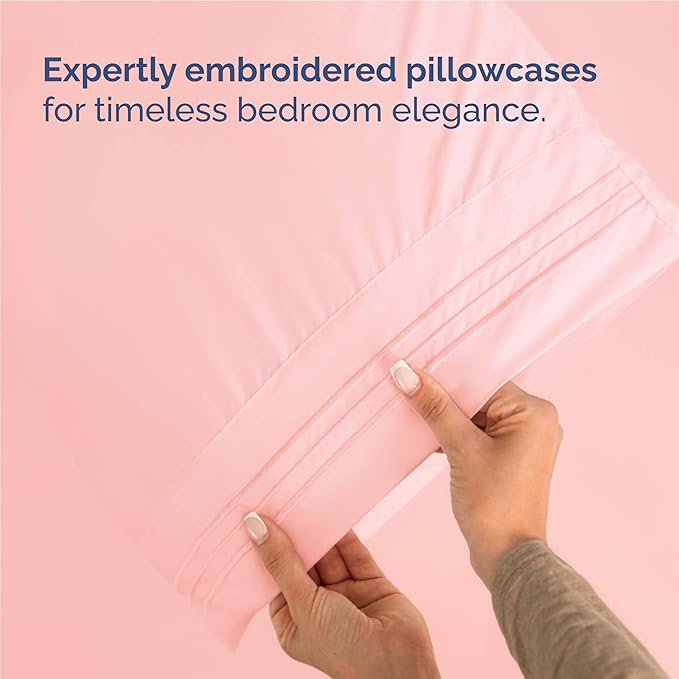 Twin XL Size 3 Piece Sheet Set - Comfy Breathable & Cooling Bed Sheets Set - Hotel Luxury Bedding for Women, Men, Kids, Teens, Boys & Girls - Deep Pockets, Soft, Wrinkle Free - Oeko-Tex - Baby Pink