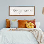Love You More Sign 32''×12'' Master Bedroom Above Over Bed Wall Decor Modern Farmhouse Large Vintage Wood Framed Hanging Over Bed Bedside Wall Art (Wood)