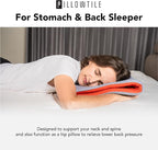 Ultra Thin Pillow 1 inch Thickness - Foldable, Rollable, Stackable - Made from Natural Latex - Low Profile, Super Flat (Firm, Orange Tangerine)