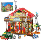 Country General Store Building Set for Adults with Lights, 1709 PCS Vintage Shop House Construction Building Block Kit, Home Decor Cabin Architecture Model for Women Men Teens Boys Girls 12+