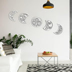 Jetec 5 Pcs Moon Phase Wall Hanging Decor Art Above Bed 10.6" H Boho Moon Phase Wood Wall Pediment Ornament for Living Room Bedroom Home Decoration Room Apartment Bar(White)