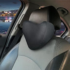 Travel Car Headrest Pillow, 100% Pure Memory Foam Car Pillow for Driving with Adjustable Strap, Breathable Removable Cover & Ergonomic Design - Softness Car Neck Support Pillow(Black, LOVE SHAPE)