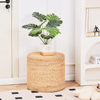 Wimarsbon 18'' Pouf Ottoman, Natural Braided Poof, Round Poufs, Rustic Handweave Lounge Pouffe, Boho Footrest Stool for Bedroom, Accent Table or Seat for Patio, Living Room