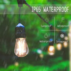 Svater 48 FT Outdoor String Lights 2W, Commercial Grade Patio Light with 15 pc Edison Shatterproof Bulbs, IP65 Waterproof LED Hanging Lighting for Bistro Cafe Market Outside Backyard, Warm White 2700K