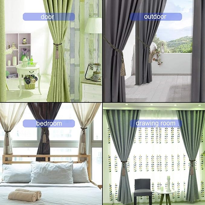 Fenghuangwu Curtain Tiebacks Tassel Tie-Backs, Rope Curtain tie Backs Handmade Curtain Holdbacks Made from Polyester (Coffee, 2p)