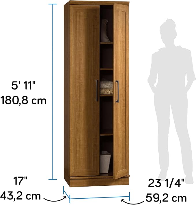 Sauder HomePlus Storage Pantry cabinets, ‎L: 23.25" x W: 17" x H: 71.18", Sienna Oak