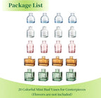 Small Glass Bud Vases for Centerpieces - Hewory 20pcs Colored Sturdy Cute Flower Vases Bulk, Mini Bottle Vase for Wedding Home Decor Birthday Party Events Mother's Day Bridal Shower Gifts Table Decor