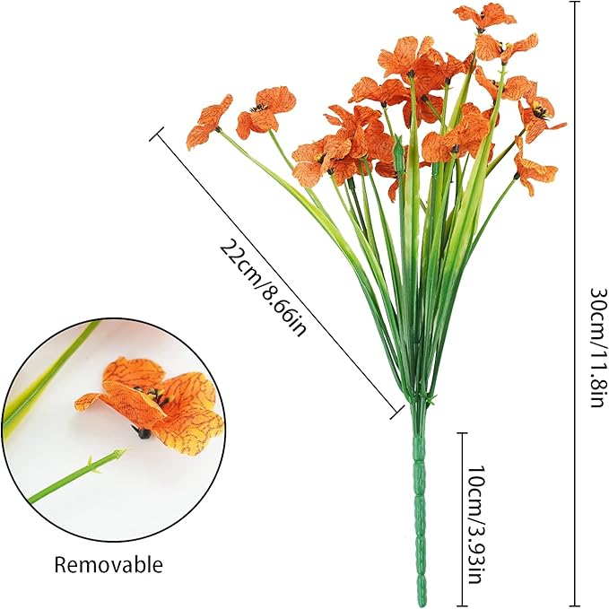 Uieke 16 Bundles Artificial Fall Flowers No Fade Faux Autumn Plants, Fake Indoor Outdoor Greenery for Thanksgiving Table Centerpiece Christmas Wedding Party Home Garden Fireplace Décor (Orange)