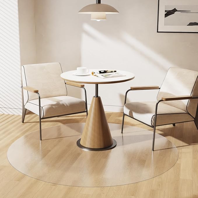 Clear Plastic Floor Mat for Under Dining Table, 4ft Round No Slip Waterproof Vinyl Area Rug for Home, Anti-Spill Hard Floor Protector Cover for Living Room, Splat Mat for Under High Chair