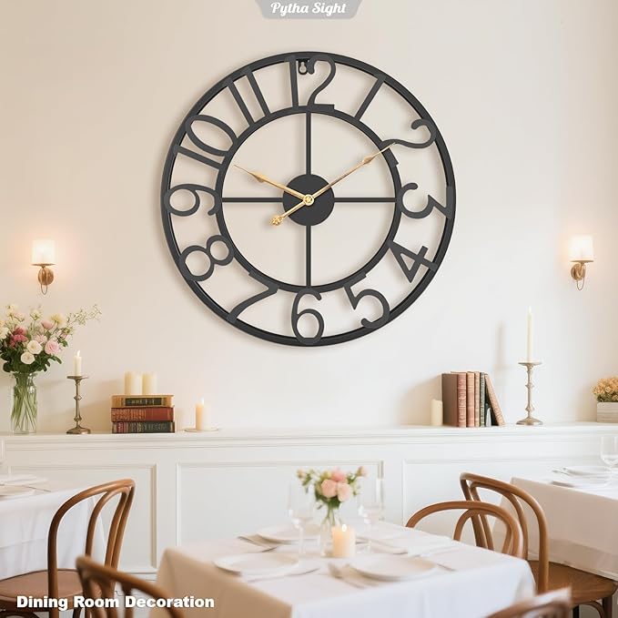 Wall Clock Large for Living Room Decor,18 Inch Decorative Silent Non Ticking Battery Operated Analog Metal Wall Clocks for Kitchen,Bedroom,Office,Dinng Room