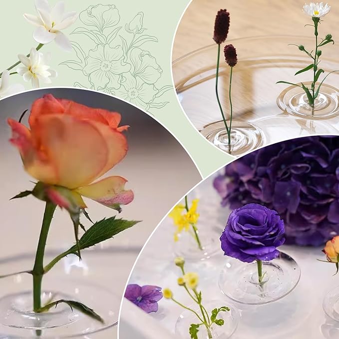 10PCS Creative Floating Floral Arrangement Holder, 2025 Innovative Floating Flower Display Stand, Clear Acrylic Floating Flower Bowl Stem Holder, Modern Floating Vase Pedestal Stand (Small)