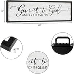 Give It to God and Go to Sleep Sign: Farmhouse Bedroom Wall Decor Above Bed Rustic Country Master Bedroom Hanging Decor Framed Country Plaque 12" x 40"