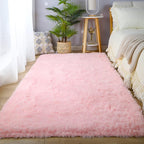 CAIYUECS Pink Area Rug for Girls Bedroom,Fluffy Shag Rugs for Living Room, 4x6 Feet Non-Slip Modern Furry Faux Fur Rugs for Nursery Kids Room,Fuzzy Plush Rug for Dorm Home Decor