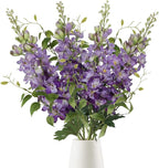 8PCS Purple Delphinium Artificial Flowers with Clematis Greenery Long Stem Flowers 29.5" Dark Purple Artificial Flowers for Wedding Centerpieces Silk Flowers for Home Decor Indoor (Purple)
