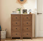 4 Drawer Dresser for Bedroom Set of 2, 36.81''Tall Modern Chest of Drawers with Fluted Panel, Wood Storage Dresser Organizer with Deep Drawers for Nursery Living Room Hallway (2, Walnut)