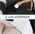 Flamingo P 100% Waterproof Couch Covers for 3 Cushion Couch Sofa Slipcover Furniture Covers for Living Room Furniture Protector with Back Nonslip Paws Machine Washable (Seat Width Up to 68") Black