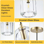 Pendant Light for Kitchen Island, Gold Modern Crystal Glass Modern Pendant Lights, Dome Pendant Light in Kitchen Island, E12 Bulb Indoor Island Pendant Lights,for Dining Room,Living Room