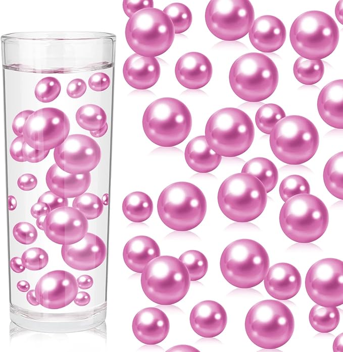 200PCS Dark Purple White Faux Pearls Beads for Centerpiece Vases, Vase Filler Faux Pearls, No Holes Filler Beads for Party Anniversary Birthday Wedding Table Decor, 10/14/20/30mm