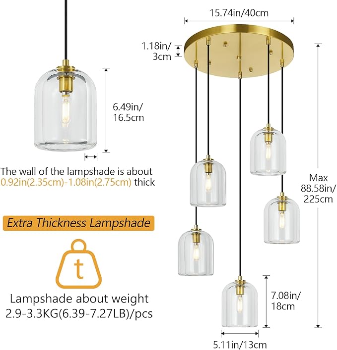 Modern Gold Pendant Lights Kitchen Island Ceiling Chandelier Indoor Crystal Hanging Light Fixtures for Dining Room Kitchen Living Room Bedroom（5Light）