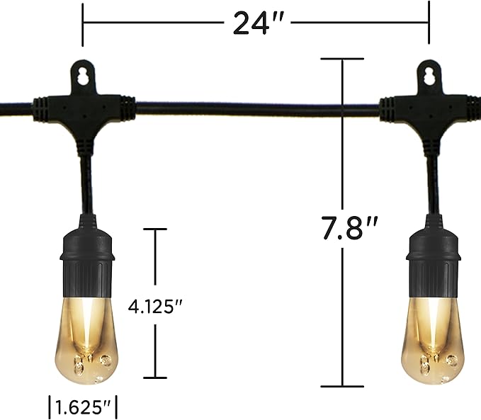 Enbrighten LED Outdoor String Lights 24ft Soft Warm White Patio Lights with Ultra-Durable Shatterproof and Waterproof Acrylic Bulbs for Balcony, Backyard, Porch, Gazebo, Deck, Party and Market, 35629