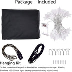 8 Corner Bed Canopy with 100 LED Star String Lights Battery Operated, Bed Netting Unique Style 4 Door Square Canopy Bed Curtains Canopy - Suggested for Twin Full Queen King Bed