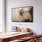 Elephant Stock Worn Soccer Ball Wall Art - Horizontal Framed Canvas - 1-Piece Living Room Wall Decor - Photography sports Canvas Print - Brown and Gray Decor for Wall - 31" X 21"