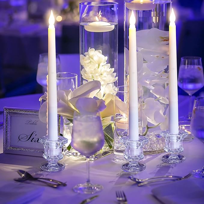 Foaincore 36 Pcs Candlestick Holders Bulk 2.36 Inch Taper Candle Holders Small Glass Candle Holder for Wedding Table Centerpiece Party Decoration (Clear)