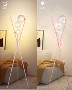 Lightdot Tripod Floor Lamp Dimmable Pink Standing Lamps with Globe Clear Glass Lampshade 3PCS 3000K G9 Bulbs Included Mid Century Modern Floor Lamp for Living Room/Bedroom