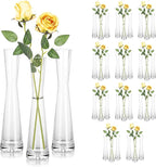 Hewory Glass Bud Vases for Centerpieces Set of 36, Handmade Modern Clear Small Skinny Decorative Single Flower Vase, Minimalist Slim Floral Vase for Home Wedding Party Events Table Decor, 9.64"