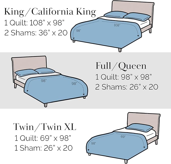 Southshore Fine Living, Inc. Summer Bedspreads Queen Size Quilts with Shams, Lightweight Full Bedding Set, Pet Hair Resistant Quilt Coverlet Queen Size/Full Bedspread with 2 Pillow Shams, Steel Grey