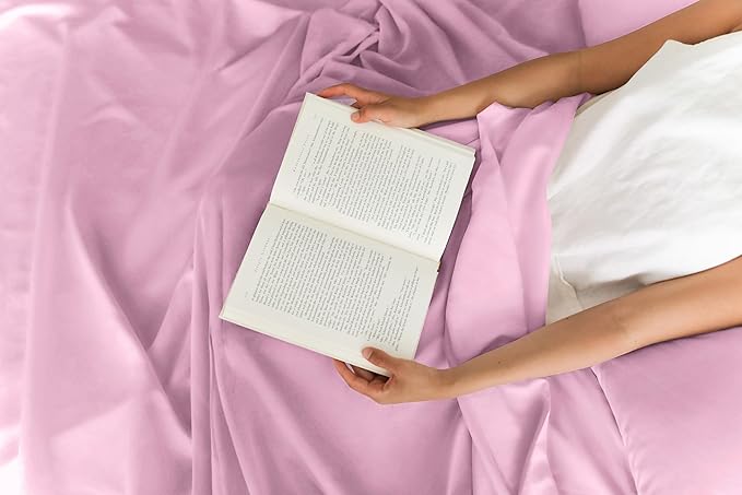 Split King Sheets Set 7 Piece - Includes 4 Pillowcases - Bed Sheets Split King - Soft Hotel Luxury Bedding - Cooling and Breathable - 1 Flat & 2 Fitted & 4 Pillowcases w/ Deep Pockets - Light Pink